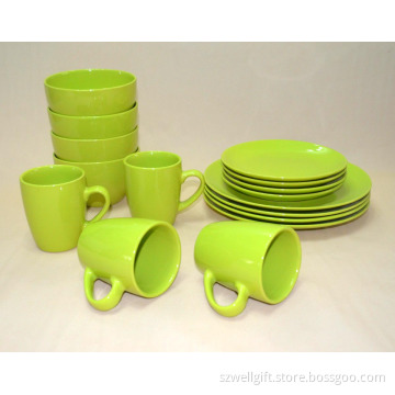 Ceramic Coupe Shape Solid Color Dinner Set